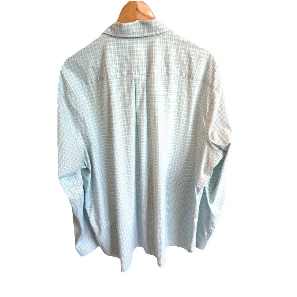 Vineyard Vines OTG Button Down Shirt 2XL Blue On The Go Gingham Performance